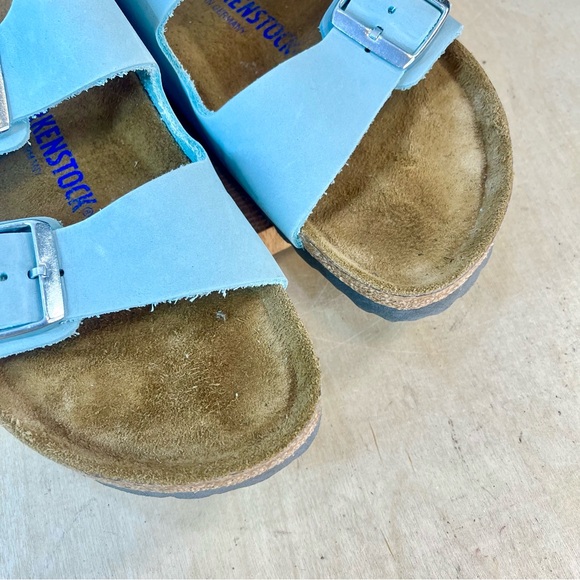 Birkenstock Arizona Nubuck Leather Sandals – Stone Blue, Soft Footbed Size 42N - Picture 8 of 16